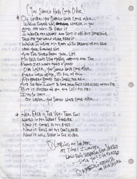 jeff buckley archive on Twitter: "early ‘lover, you should’ve come over’ lyrics from jeff’s journal https://t.co/17skU6vQXd" / Twitter Jeff Buckley Signature, Jeff Buckley Diary, Jeff Buckley Writing, Jeff Buckley Journal, Jeff Buckley Handwriting, Jeff Buckley Poster, Jeff Buckley Tattoo, Jeff Buckley Lyrics, Hard Rock Aesthetic