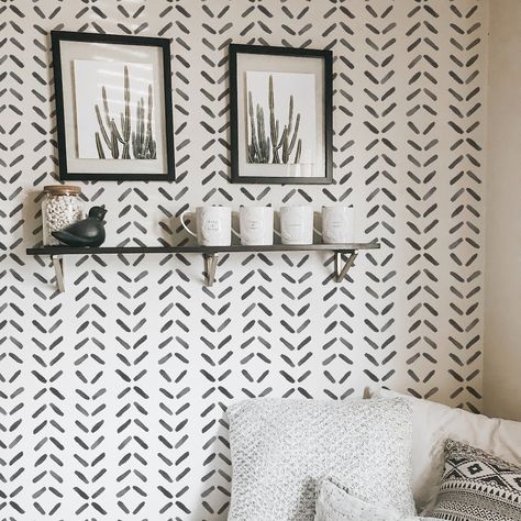 Blog Wallpaper, Painted Wallpaper, Chevron Wallpaper, Hand Painted Wallpaper, Wallpaper Accent Wall, Black And White Wallpaper, Wallpaper Collection, Wallpaper Calculator, Painting Wallpaper