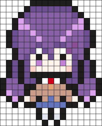 Yuri | DDLC Perler Bead Pattern | Bead Sprites | Characters Fuse Bead Patterns Mlp Fuse Beads, Perler Bead Patterns Characters, Doki Doki Literature Club Perler Beads, Chibi Perler Bead Patterns, Fnaf Melty Beads, Perler Bead Patterns Mlp, Ddlc Perler Beads, Pjsk Perler Beads, Ddlc Pixel Art