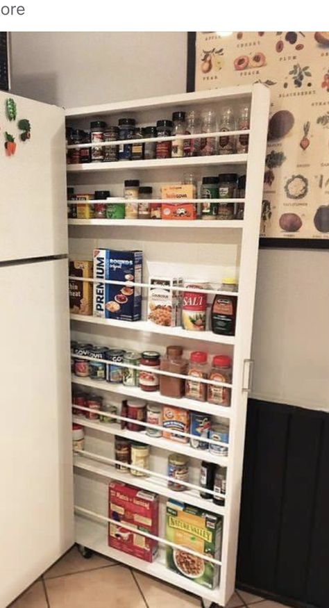 Pantry Can Organization, Diy Hidden Storage, Cabinet Hack, Organiser Cucina, Food Storage Cabinet, Faux Brick Panels, Canned Food Storage, Pantry Wall, Kitchen Diy Makeover