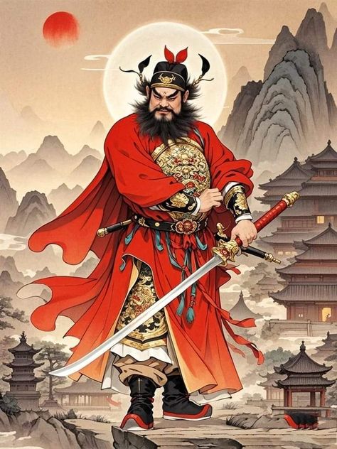 Chinese General, Zhong Kui, Bodhi Leaf, Guan Yu, Buddha Artwork, Chinese Mythology, Martial Artists, Spiritual Art, Character Outfits