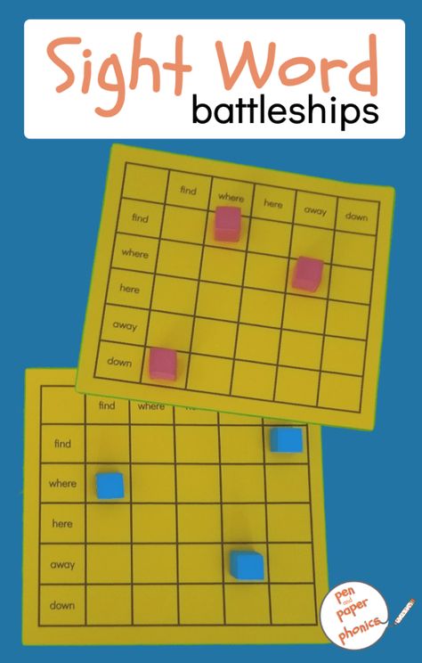 Sight Word Battleships for Word Recognition - Pen and Paper Phonics Phonics Games 2nd Grade, Tricky Words Activities, Volunteering Activities, Tricky Word Games, Free Phonics Activities, Making Words Activities, Reading Sight Words, Word Games For Kids, Wilson Reading