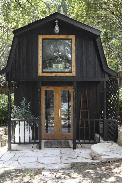 Backyard Shed Guest House, Backyard Builds, Shed Guest House, California Farm, Backyard Accessories, Shed Tiny Home, Backyard Guest Houses, Black Cabin, Sunset Drive