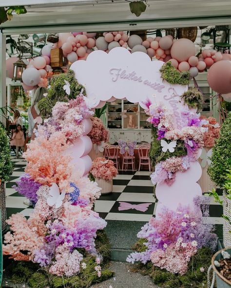 Private Party | Flutter with Florence — LENZO Styling Flowers, Gorgeous Birthday, Butterfly Table, Giant Balloons, Pretty Party, Fairy Princesses, Entrance Decor, Custom Stationery, Private Party