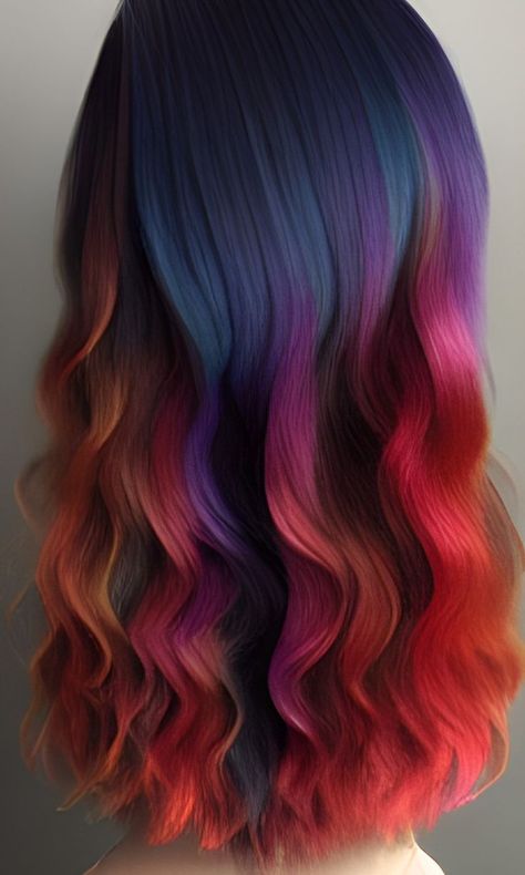 Autumn Vivid Hair, Autumn Rainbow Hair, Fall Fashion Color Hair, Deep Autumn Hair Color Ideas, Fun Summer Hair Color Ideas, Spooky Hair Color, Fall Hair Colors 2022, Fall Vivid Hair Color, Autumn Hair Colors