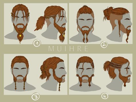 Viking Haircuts For Men, Viking Hair Drawing, Hairstyles Art Reference, Queen Hairstyles, Fantasy Hairstyles, Features Reference, Hair Drawing Reference, Sketch Head, Fantasy Hair Color