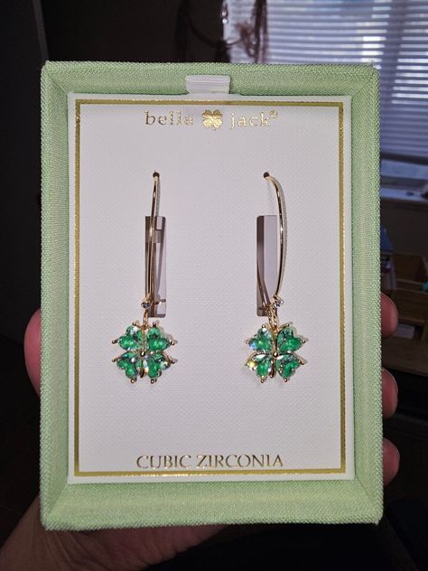 NIB Bella + Jack Green Clover Lucky Charm Shiny Cubic Zirconia Irish Earrings | eBay Irish Earrings, Jack Green, Green Clover, Clover Green, Lucky Charm, Cubic Zirconia, Sparkle, Green