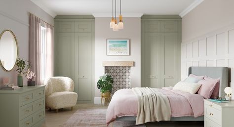 Bedroom Alcove, Wall Paneling Ideas, Alcove Wardrobe, Under Stairs Storage Solutions, Bedroom Furniture Uk, Fitted Wardrobes Bedroom, Paneling Ideas, Sage Green Bedroom, Fitted Bedrooms