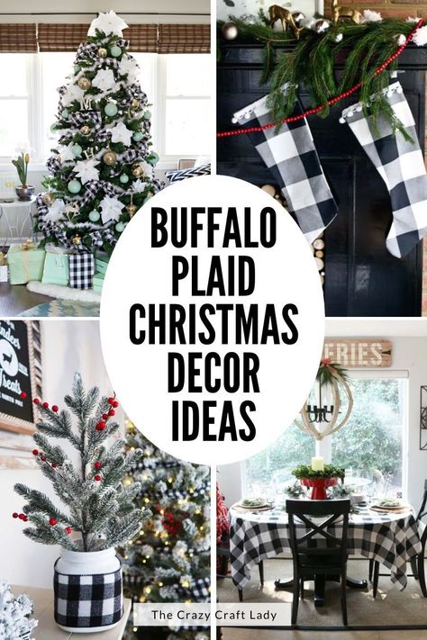 Black And White Checked Christmas Tree, Buffalo Check Christmas Tablescape, Buffalo Plaid Diy Christmas Decor, Buffalo Plaid Mantle Decor, Flocked Christmas Trees Decorated Buffalo Plaid, Buffalo Christmas Table Decor, Buffalo Plaid Halloween Decor, Buffalo Plaid Tree Christmas Decor, Buffalo Checkered Christmas Decor