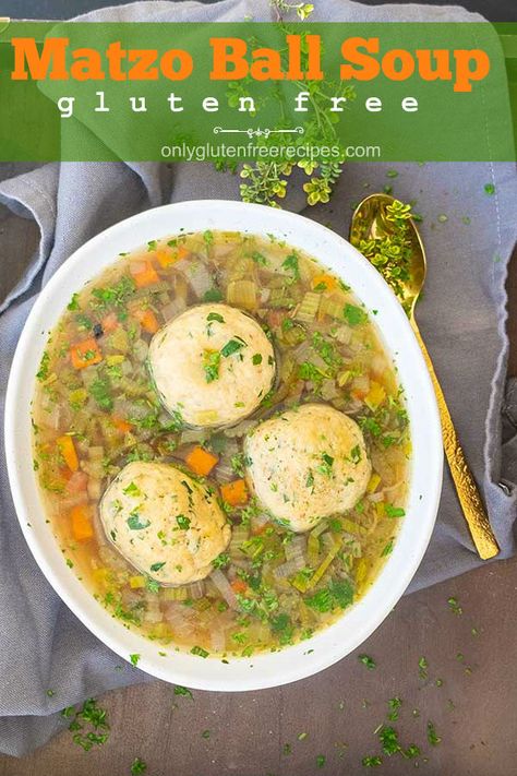 Matzo Ball Soup Recipe, Matzah Ball Soup, Passover Recipes Dessert, Matzo Balls, Healthy Chicken Soup, Gluten Free Holiday Recipes, Matzah Ball, Matzo Ball, Matzo Ball Soup