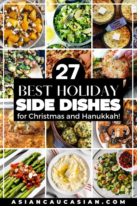 Whether you're looking for classic side dishes, or something a little more creative, you'll find everything you need in this roundup of 27 Best Holiday Side Dishes! From mashed potatoes to roasted Brussels sprouts to fluffy dinner rolls, and several unique side dishes thrown into the mix, here are some of my favorite easy side dish recipes for Christmas dinner and Hanukkah! Recipes For Christmas Dinner, Christmas Dinner Recipes Easy, Christmas Dinner Sides, Christmas Side Dish Recipes, Unique Side Dishes, Christmas Recipes For Kids, Party Side Dishes, Recipes For Christmas, Healthy Christmas Recipes