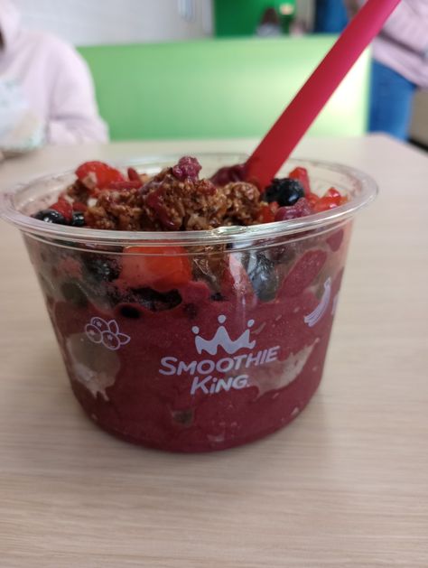 #acaibowl #smoothie #smoothieking #aesthetic #fruitbowl #fruit #acai Smoothie King Bowl, Smoothie King Acai Bowl, King Aesthetic, Smoothie King, Acai Smoothie, Fruit Bowl, Acai Bowl, Healthy Food, Random Stuff