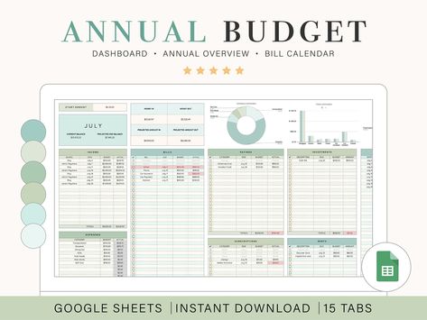 Annual Budget Spreadsheet for Google Sheets Spending Tracker Bill Tracker Google Sheets Yearly Budget Planner for Digital Budget digitalplannersticker #goalplanner #monthlyplannerprintabletemplates #routineplanner📐. Family Budget Spreadsheet, Yearly Budget, Spreadsheet Design, Bill Calendar, Budget Spreadsheet Template, Savings Calculator, Realistic Goals, Paycheck Budget, Spending Tracker