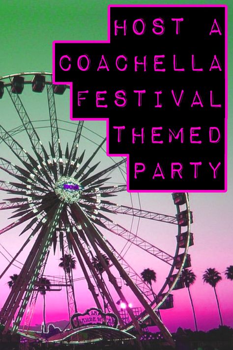 Want to have your own mini Coachella themed party? Festival Party Ideas Coachella, Coachella Decorations Diy, Coachella 40th Birthday, Coachella Theme Party Food, Music Festival Food Ideas, Cochella Theme Birthday Party, Coachella Party Food, Palooza Party Ideas, Music Festival Themed Party Decoration