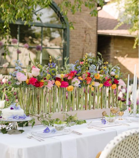 Test tube flower vase DIY, to use as party centerpiece - With Love Lily Rose Circular Wedding Table Decorations, Fire Wedding, Bud Vase Centerpiece, Wildflower Centerpieces, Vase Diy, Test Tube Vase, Love Lily, Wedding 2025, Wedding Vases