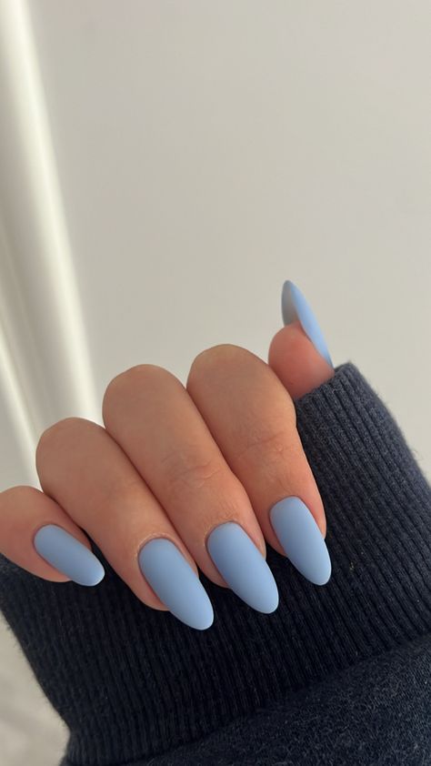 Powder Blue Nails, Matted Nails, Matte Nail Colors, Blue Matte Nails, Blue Nail Color, Plain Nails, Nail Colors Winter, Blue Nail, Nagel Inspo