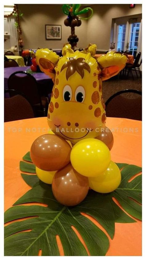 Balloon Giraffe, Safari Baby Shower Boy, Jungle Theme Birthday Party, Giraffe Safari, Jungle Thema, Jungle Safari Birthday, Lion King Baby Shower, Baby Shower Safari Theme, Wild Birthday Party