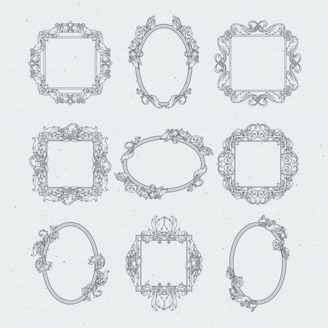 Marcos antiguos victorianos. conjunto de vectores en estilo barroco. Vector Premium Inspo Drawing, Journal 2025, Victorian Picture Frames, Marco Vintage, Victorian Pictures, Ornament Drawing, Vector Frame, Ribbon Banner, Vector Banner