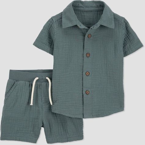 Carter's Just One You® Baby Boys' Striped Top & Bottom Set - Dark Green | Target Baby Boy Spring Outfits, Trendy Romper, Clothes Embroidery, Clothes Embroidery Diy, Shorts Dress, Baby Boy Dress, Embroidery Diy, Boys Stripes, Boy Clothing