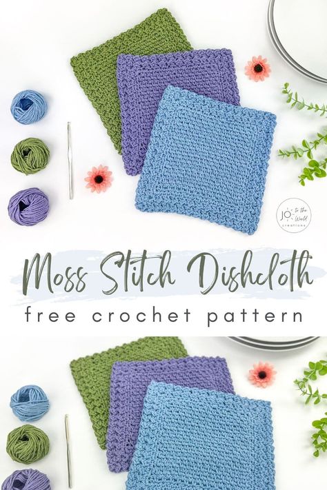 Dishcloth Crochet Pattern Free, January Crochet, Moss Stitch Dishcloth, Crochet Moss Stitch, Moss Stitch Crochet, Tea Mixes, Crochet Moss, Crochet Dishcloth Pattern, Crochet Dish Cloth Free Pattern