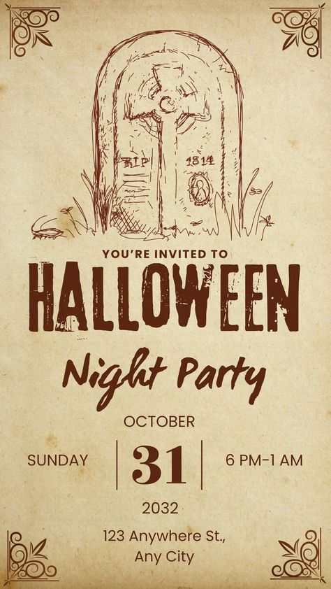 Шаблони Halloween Party Invitations Template, Event Flyer Design, Halloween Invitation Template, Scream Halloween, Halloween Invitation, Halloween Party Invitation, Create Your Story, Halloween Party Invitations, Brown And Beige