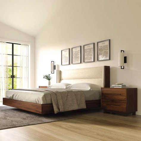 15 Floating Beds That Will Transform Your Bedroom - 10 Stunning Homes Traditional Bed Designs, Floating Platform Bed, Bed With Underbed, Colorful Headboard, Floating Platform, Floating Bed, Hardwood Furniture, Versatile Furniture, Beds & Bed Frames