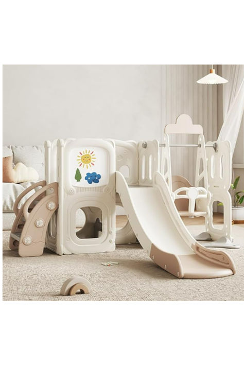 This post contains affiliate links. Toddler Indoor Playground, Stairs Painting, Slides For Kids, Toddler Play Area, Baby Slide, Outdoor Playset, Toddler Slide, Soft Play Area, Painting Board