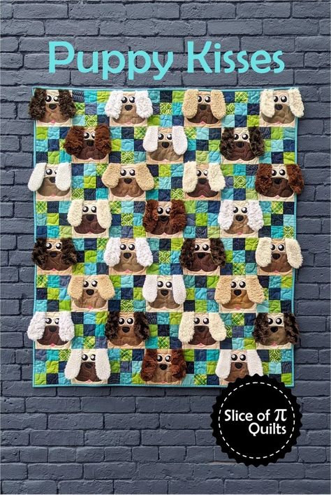 PDF Puppy Kisses Quilt Pattern by Slice of Pi Quilts baby Quilt, Dog, Puppies, Cute Quilt Pattern - Etsy Canada Kisses Quilt Pattern, Quilting Books, Pillow Baby, Puppy Kisses, Dog Quilts, Cute Quilts, Animal Quilts, Quilt Baby, Floppy Ears