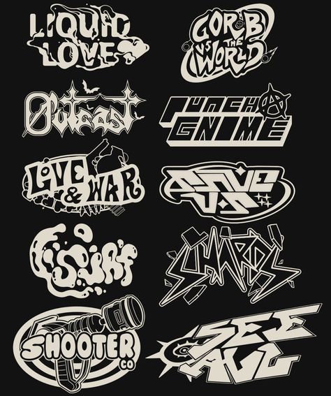 nɘwt on Twitter: "logotypes… " Logo Design Inspiration Streetwear, Streetwear Logo Ideas, Typographie Logo, Logo Design Agency, Typographic Logo Design, Clothing Brand Logos, Graffiti Words, Texture Graphic Design, Typographic Logo