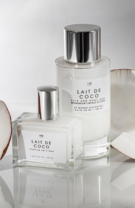 Lait de Coco captures the essence of a Creamy Coconut that you would find on an island. With fresh notes of Bergamot and warm Vanilla Praline, this hair & body mist is the ultimate coconut scent that you can wear year round. Layer with Lait de Coco Eau de Parfum and 000 Perfume Oil The airy mist has a lighter fragrance concentration and is meant to be applied liberally all over the body. Apply fragrance to a hairbrush or as a light mist through your hair. Spray on clothes and bedding for 360 sensorial experience. Collect Them All: Expertly blended, addictively indulgent scents that pair perfectly with you. Try the Le Monde Gourmand collection to build your fragrance wardrobe with core scents including Eau de Parfum, Hair & Body Mist, Perfume Oil, Fresh Mist, Body Oil, and Body Mousse. A Fr Expensive Skin Care Products, Coco Hair, Coconut Perfume, Tropical Fragrance, Body Mousse, Perfume Storage, Coconut Scent, Perfume Reviews, Vanilla Coconut