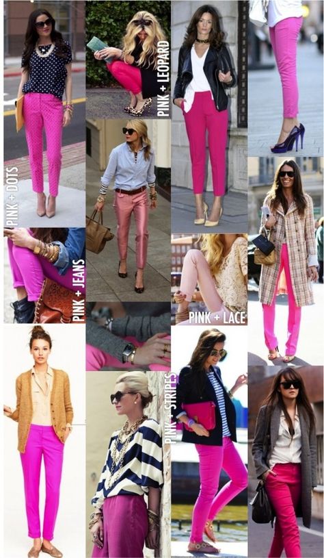 Outfit Trabajo, Fashionable Mom, Pink Pants Outfit, Work Closet, Coloured Jeans, Jeans Rosa, Jeans Ideas, Casual Couture, Pink Clothes