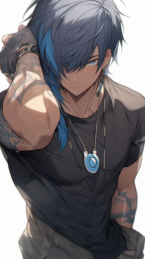 Mens Blue Hair, Boys Blue Hair, Short Blue Hair, Blue Hair Anime Boy, Anime Blue Hair, Best Anime Drawings, Anime Guy, Hair Anime, Dark Anime Guys