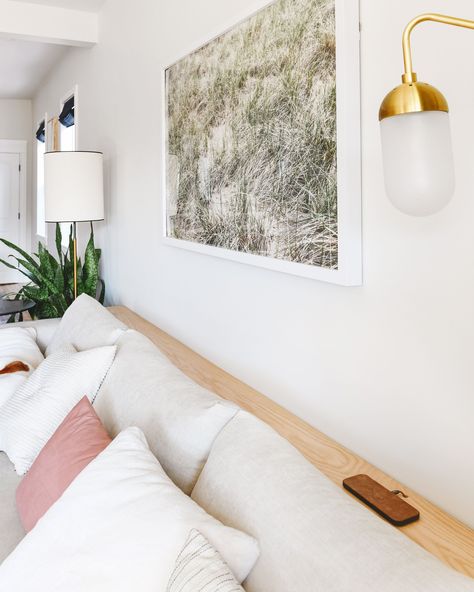 We're walking through the simple steps we used to create the Oak 'console shelf' behind the sofa in our Chicago living room. via Yellow Brick Home