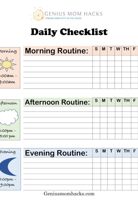 Printable Task List, Kids Daily Schedule Printable Free, Kids Checklist Daily Routines, Kids Routine Chart Printable Free, Morning Checklist For Kids, Kids Morning Routine Chart, Organizing Templates, Daily Task List Printable, Daily Checklist Template