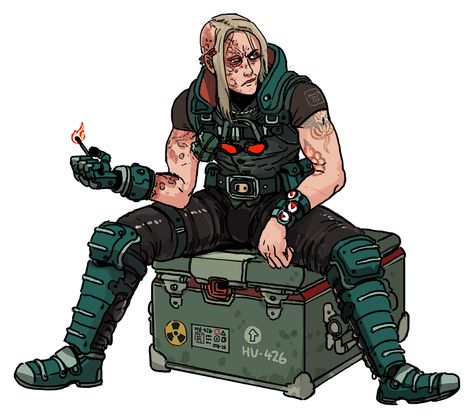 Cyberpunk Ripperdoc Art, Borderlands Oc Art, Corporate Cyberpunk Character Design, Mothership Rpg, Cyberpunk Ttrpg, Space Punk, Lancer Pilot Art, Mech Pilot Character Design, Sci Fi Oc