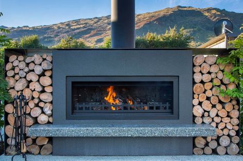 Trendz Outdoor Fireplace Project Showcase - Queenstown Heb Homes, Barbecue Station, Concrete Hearth, Outdoor Fireplace Pizza Oven, Modern Outdoor Fireplace, Fireplace Gallery, Outside Fireplace, Outdoor Fireplace Designs, Outdoor Fireplace Patio