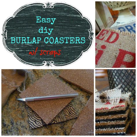 Muslin Crafts, Burlap Coasters, Burlap Crafts Diy, Mason Jar Party, Neat Crafts, Burlap Lampshade, Rethunk Junk, Coffee Sack, Burlap Ideas