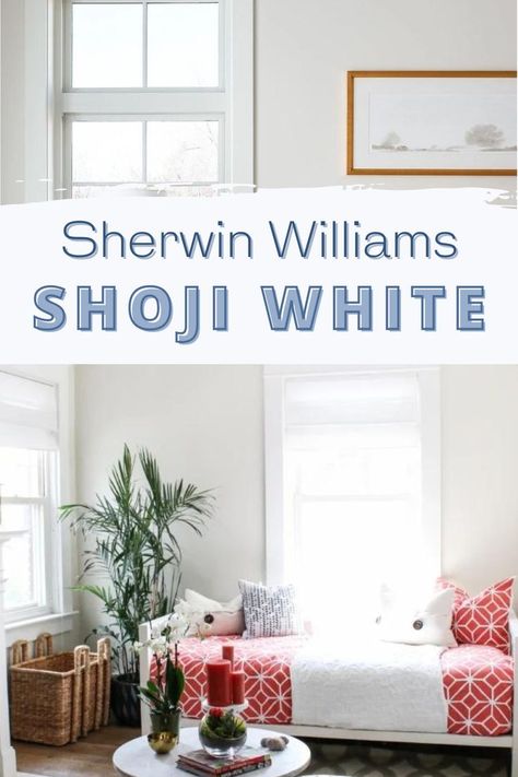 Shoji White by Sherwin Williams is a beautiful cream color that makes any room look cozy and comfortable! It's the perfect mix of greige and cream, and although the name says white, it's much more! Check all the rooms painted with this color and see if it's the right one for you. Shoji White Sherwin Williams, Sherwin Williams Shoji White, White Sherwin Williams, Agreeable Gray Sherwin Williams, Worldly Gray, White Wall Bedroom, Warm Paint Colors, Shoji White, Greige Paint Colors