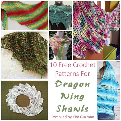 Link Blast: 10 Free Crochet Patterns for Dragon Wing Shawls Dragon Tail Crochet Pattern Free, Cowl Poncho, Dragon Wing, Crochet Dragon Pattern, Crochet Cowls, Dragon Tail, Poncho Knitting Patterns, Jagged Edge, Crochet Shawl Pattern Free