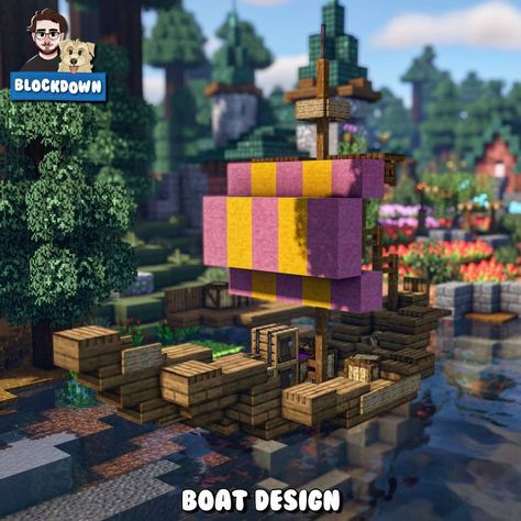 Blockdown - Minecraft Builder on Instagram: “⛵ Boat Design ⛵ A small boat I made for a village built by @val27mc and @thedr.red check them both out to see the village in the…” Minecraft Building Designs, Minecraft House Plans, Minecraft Farm, Cool Minecraft Creations, Minecraft Medieval, Minecraft Christmas, Cute Minecraft Houses, Minecraft City, Minecraft Plans