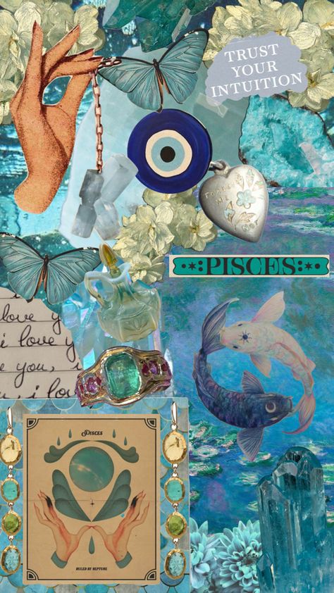 Pisces + Core + Aesthetic, Lucky Wallpaper, Vision Board Wallpaper, Pisces Moon, Witchy Wallpaper, Pop Art Wallpaper, Hippie Wallpaper, Edgy Wallpaper, Zodiac Art