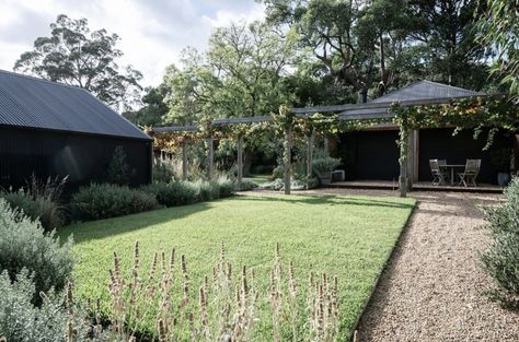 Bushes Along Fence, Australian Native Garden Design Plans, Melbourne Backyard Gardens, Australian Native Cottage Garden Design, Rural Landscaping Ideas, Australian Homestead Garden, Native Aussie Garden, Rural Gardens Australia, Garden Design Low Maintenance