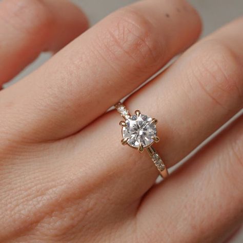 Heirloom Engagement Ring, Solitaire Engagement Ring Round, Round Moissanite Engagement Ring, Stackable Rings Wedding, Engagement Ring Round, Round Solitaire Engagement Ring, Moissanite Engagement Ring Solitaire, Yellow Engagement Rings, Colored Engagement Rings