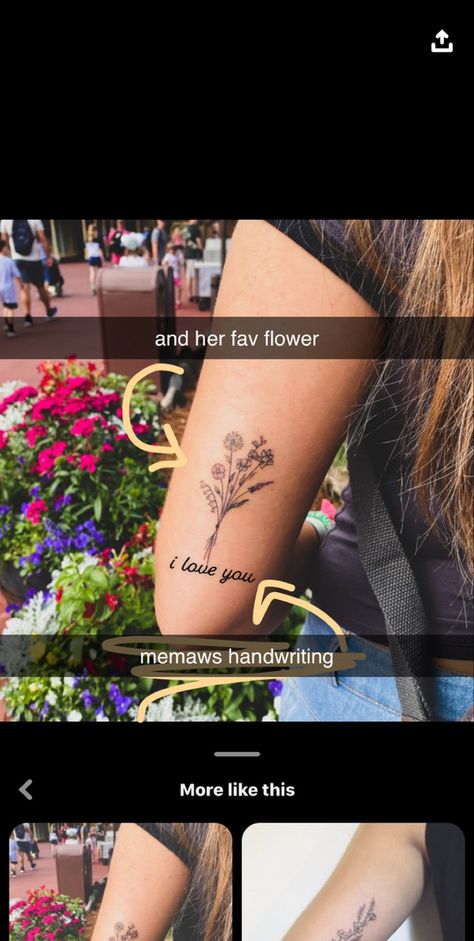 I Love You More Tattoo With Flower, I Love You Tattoo With Flowers, Mother Daughter Tat, Love Yourself Tattoo, Flower Sleeve, Stick And Poke, Flower Tattoos, Mother Daughter, I Tattoo