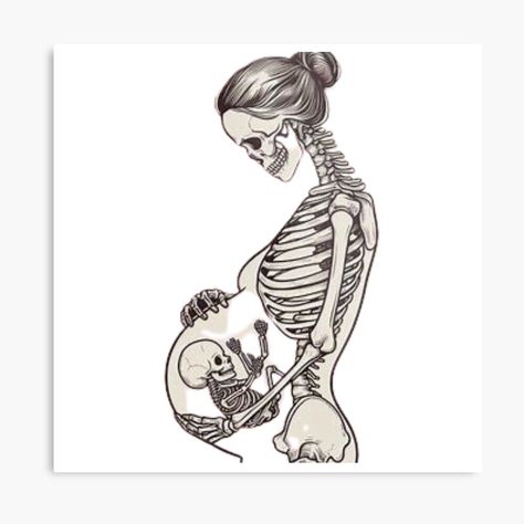 Get my art printed on awesome products. Support me at Redbubble #RBandME: https://www.redbubble.com/i/metal-print/Pregnant-Skeleton-by-RachelRebel/154034459.0JXQP?asc=u Pregnant Tattoo, Skeleton Romance, Alt Mom, Goth Mommy, Pregnancy Tattoo, Gothic Illustration, Baby Skull, Skeleton Baby, Vendor Ideas