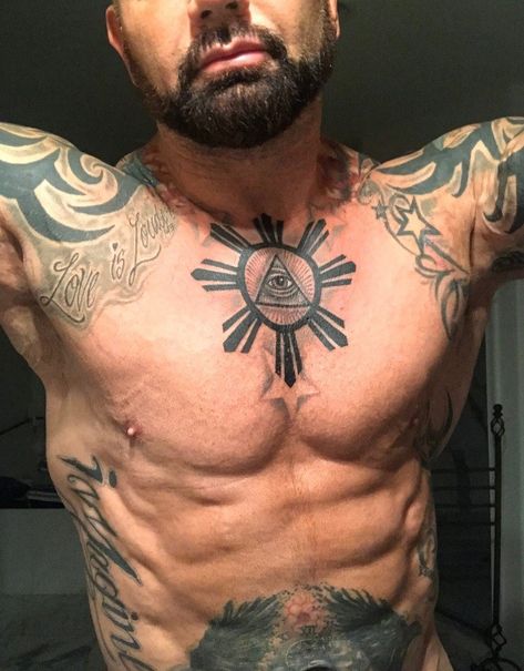 David Bautista, Batista Wwe, Many Tattoos, Marilyn Monroe Tattoo, All Seeing Eye Tattoo, Soldier Tattoo, Los Angeles Tattoo, Tattoos And Meanings, Pride Tattoo