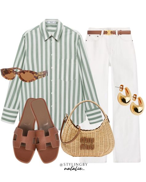 Natalie ┃Stylist┃ Daily Outfit Inspo | Green stripe shirt💚 3 Ways to wear 👉🏼 Which do you prefer? 1,2 or 3? Comment “LINKS” to shop the outfits in your DMs 💌 Alternatively you… | Instagram Green Striped Shirt Outfit, White Striped Shirt Outfit, Outfits With Striped Shirts, Home Decor Amazon, Miu Miu Eyewear, 3 Ways To Wear, Parisian Chic Style, Classy Outfits For Women, Striped Shirt Women