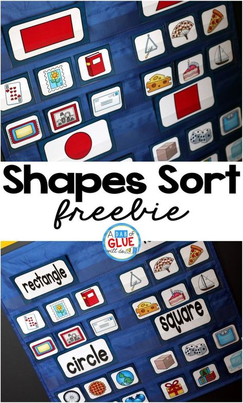 This Shapes Sort freebie is absolutely perfect for an independent or small group math center. Small Group Math, Shapes Kindergarten, Teaching Shapes, Shape Sort, Prek Math, Shapes Preschool, Kindergarten Centers, Math Geometry, E Mc2