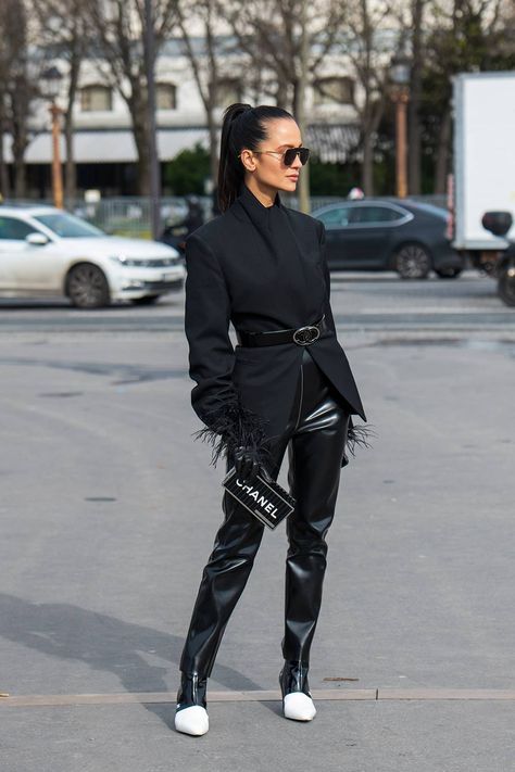 10 Leather-Pants Outfits That Are So Chic | Who What Wear Flare Leather Pants Outfit, Italian Fashion Winter, Italian Capsule Wardrobe, Flare Leather Pants, Black Fall Outfits, Fall Wardrobe Staples, Leather Pants Outfit, Italy Outfits, Leather Pant