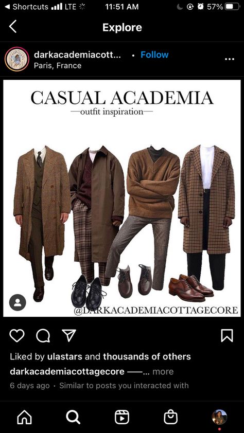 Casual Academia Outfit, Dark Academia Guys, Dark Academia Style Men, Academia Lookbook, Academia Aesthetic Outfit Men, Dark Academia Aesthetic Outfit, Dark Academia Look, Old School Aesthetic, Academia Aesthetic Outfit